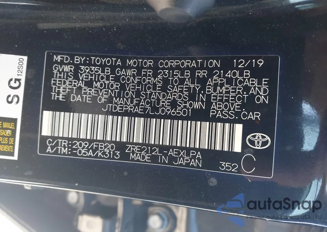 JTDEPRAE7LJ096501: 44596613