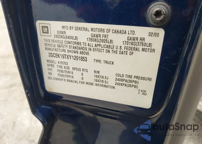 2GCEK19TXY1291853: 44596700