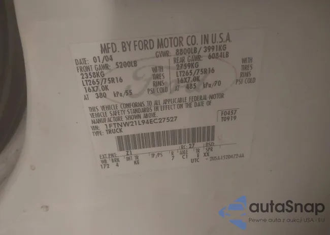 1FTNW21L94EC27527: 44596884