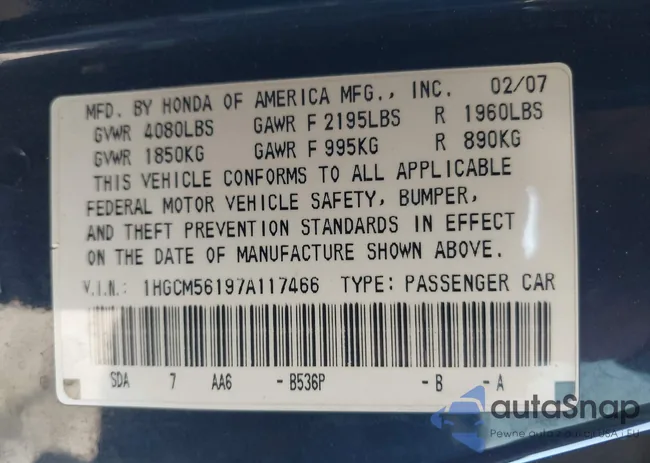 1HGCM56197A117466: 44596946