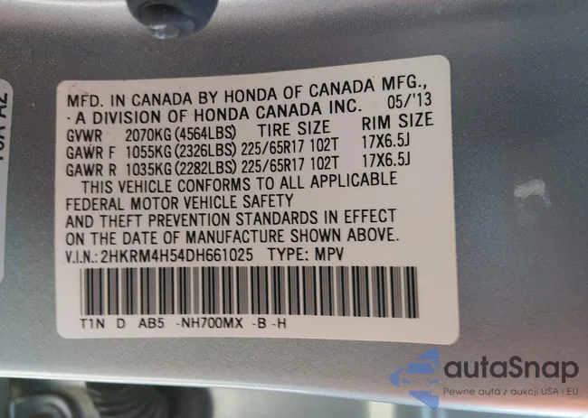 2HKRM4H54DH661025: 44596952