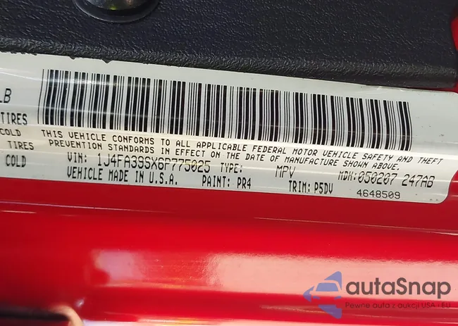 1J4FA39SX6P775025: 44598029