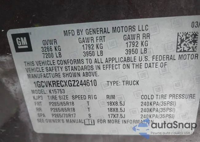 1GCVKRECXGZ244610: 44597137