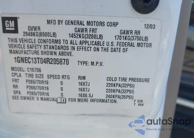 1GNEC13T04R205870: 44598505