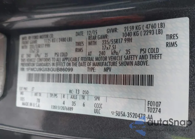 1FMCU9GX8GUB86099: 44598353