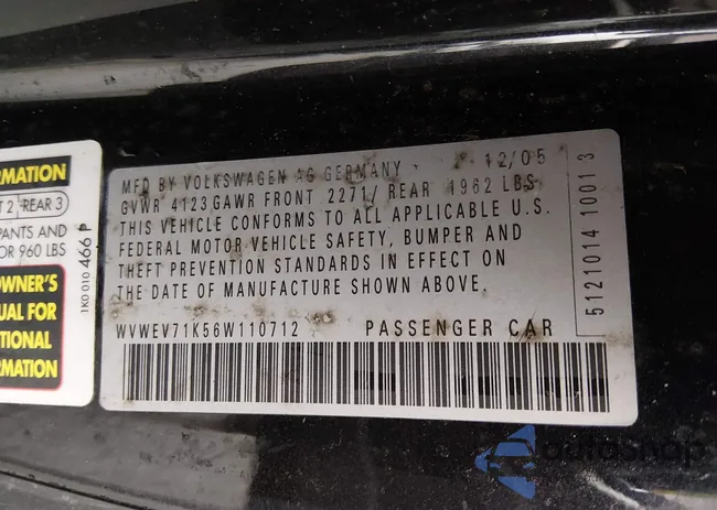 WVWEV71K56W110712: 44599976