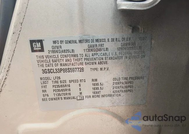 3GSCL33P88S597728: 44600001