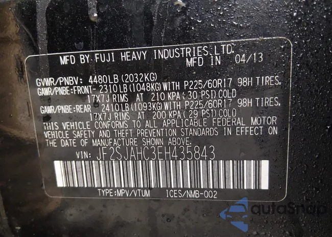 JF2SJAHC3EH435843: 44600568