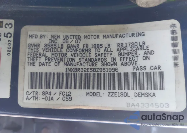 1NXBR32E58Z951996: 44600791