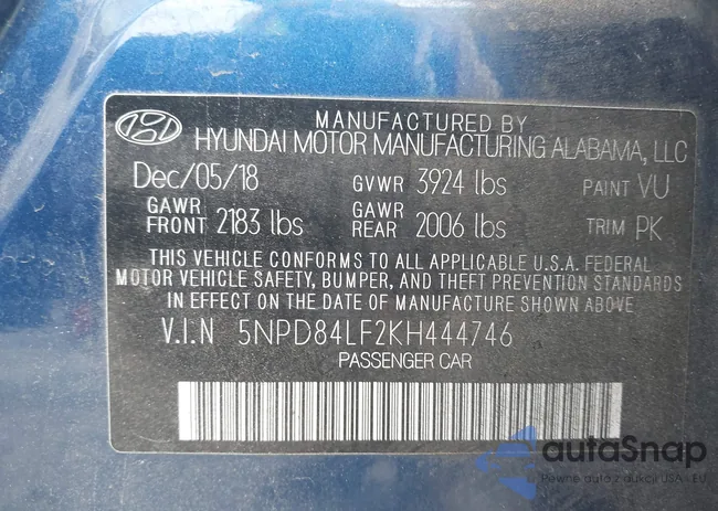 5NPD84LF2KH444746: 44600810