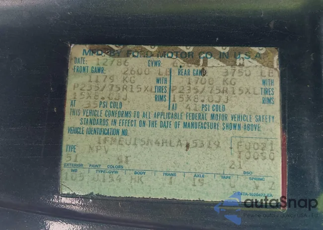 1FMEU15N4HLA15319: 44600939