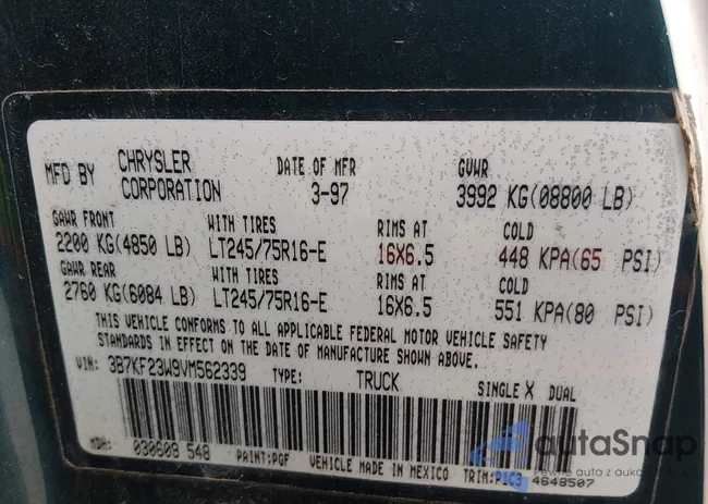 3B7KF23W9VM562339: 44600974