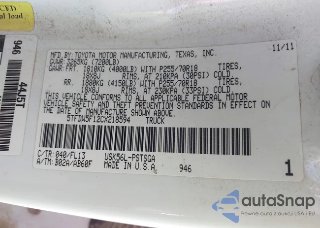 5TFDW5F12CX218594: 44600185