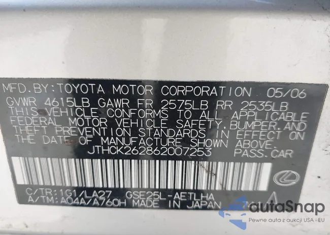 JTHCK262862007253: 44600404