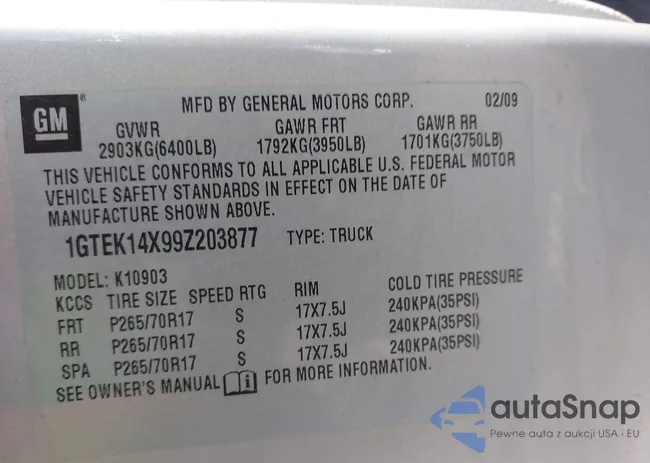 1GTEK14X99Z203877: 44601560