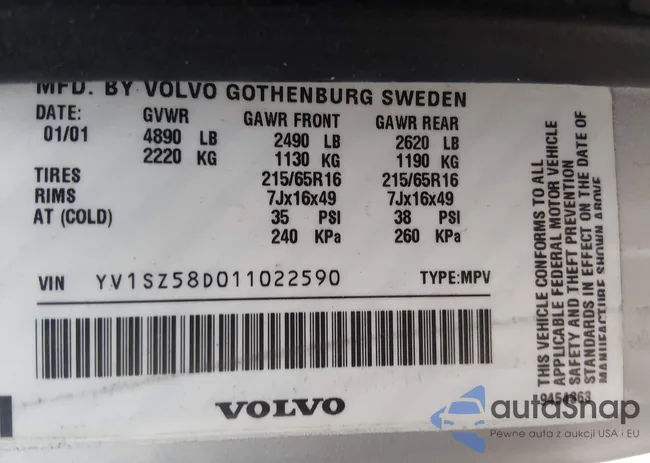 YV1SZ58D011022590: 44601072