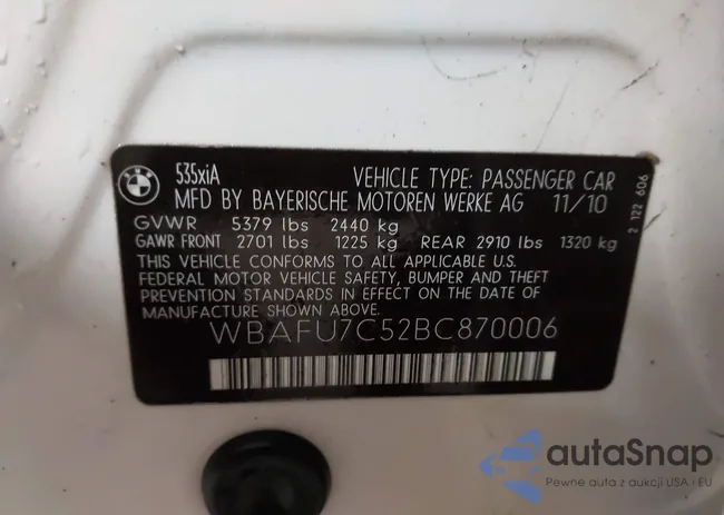 WBAFU7C52BC870006: 44601184