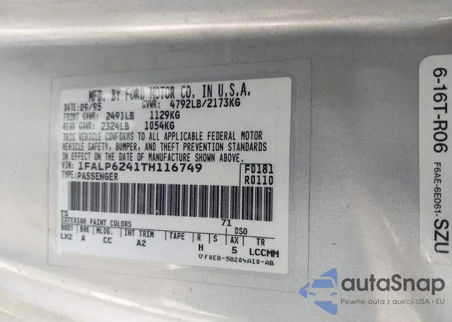 1FALP6241TH116749: 44601391