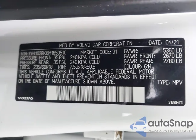 YV4102RK6M1850510: 44602629