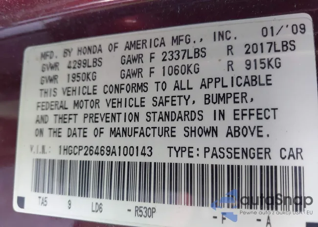 1HGCP26469A100143: 44602995