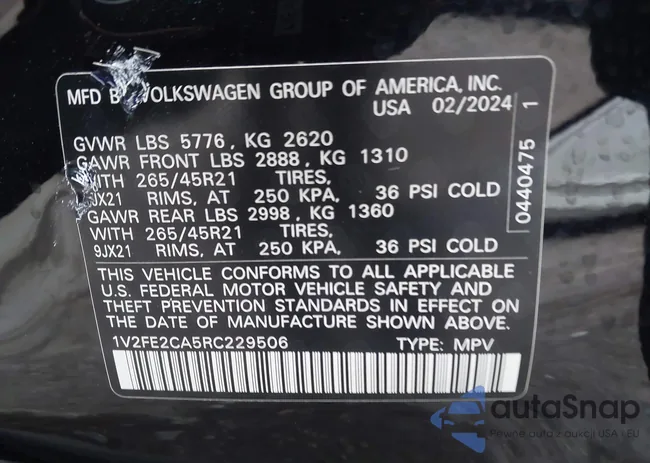 1V2FE2CA5RC229506: 44602282