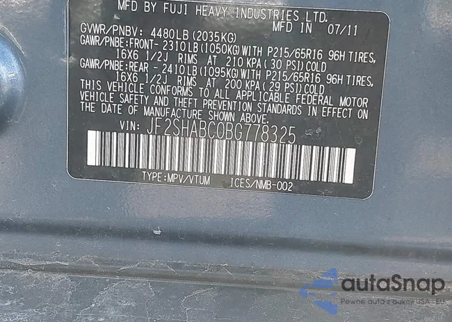 JF2SHABC0BG778325: 44602293