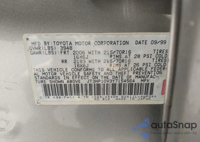 JT3HP10V3Y7154564: 44602425