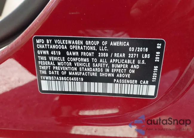 1VWBS7A38GC045519: 44603549