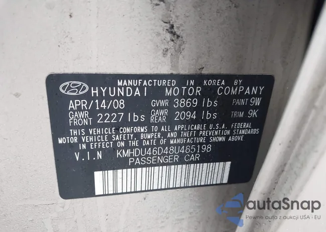 KMHDU46D48U485198: 44603725