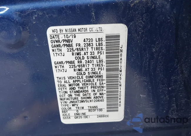 JN8AT2MV5LW120640: 44603925