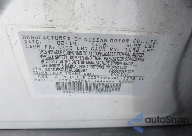 3N1CP5CU2KL500397: 44603085