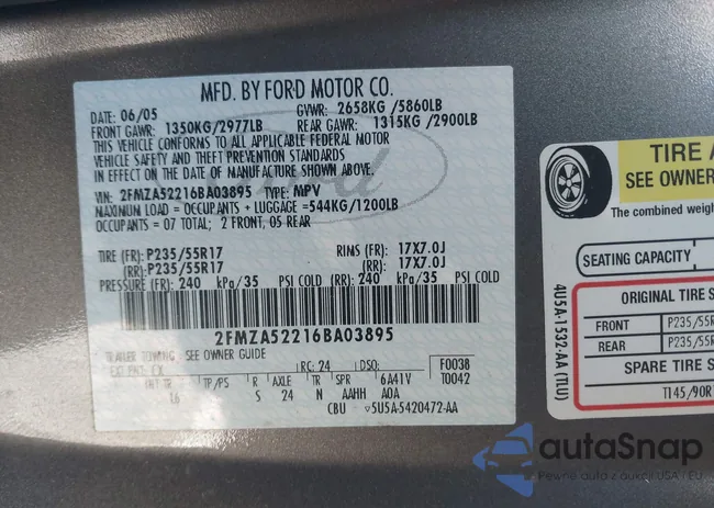 2FMZA52216BA03895: 44603217