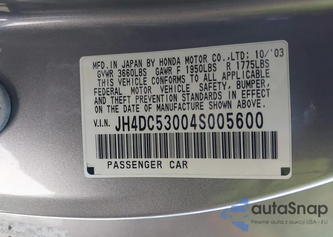 JH4DC53004S005600: 44603317