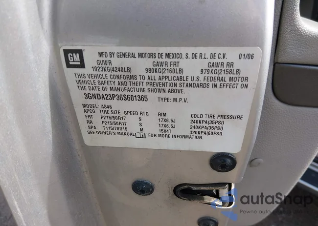 3GNDA23P36S601365: 44603336