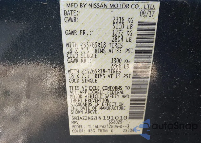 5N1AZ2MG2HN191010: 44603337