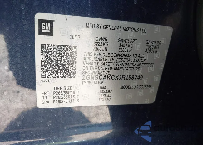 1GNSCAKCXJR158749: 44604577