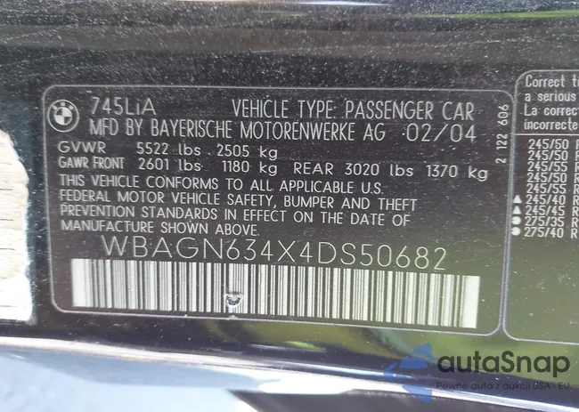 WBAGN634X4DS50682: 44604619