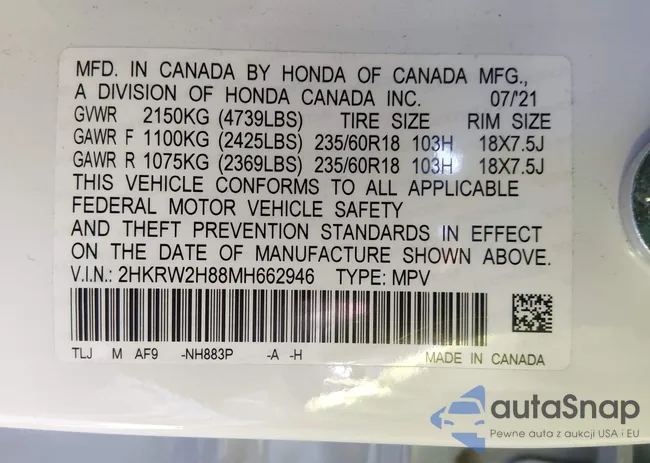 2HKRW2H88MH662946: 44604986