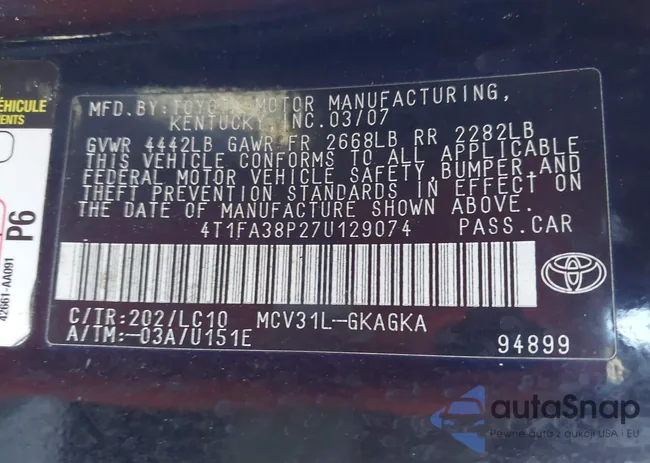 4T1FA38P27U129074: 44604123