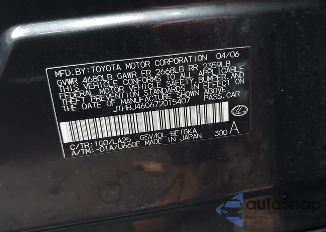 JTHBJ46G672015407: 44605086