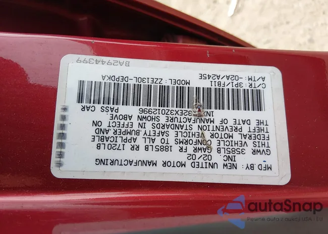 1NXBR32EX3Z012996: 44605197