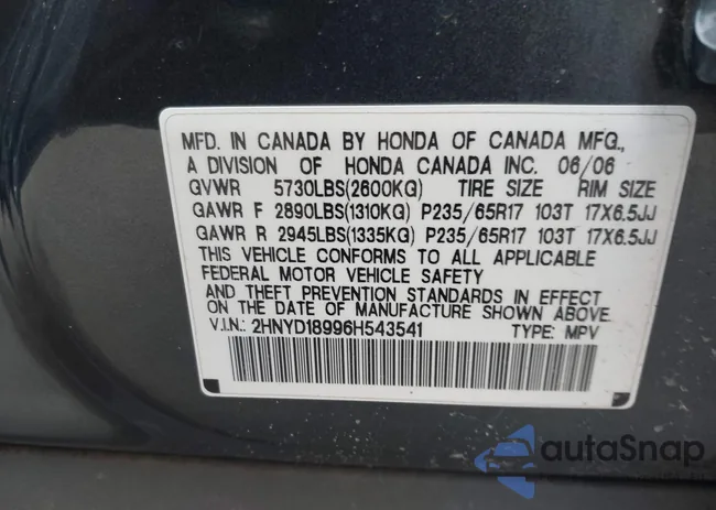 2HNYD18996H543541: 44605305