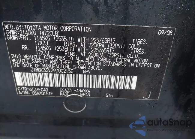 JTMBK33V39D002150: 44606658