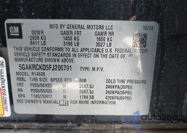 5GAKRCKD5FJ206791: 44606693