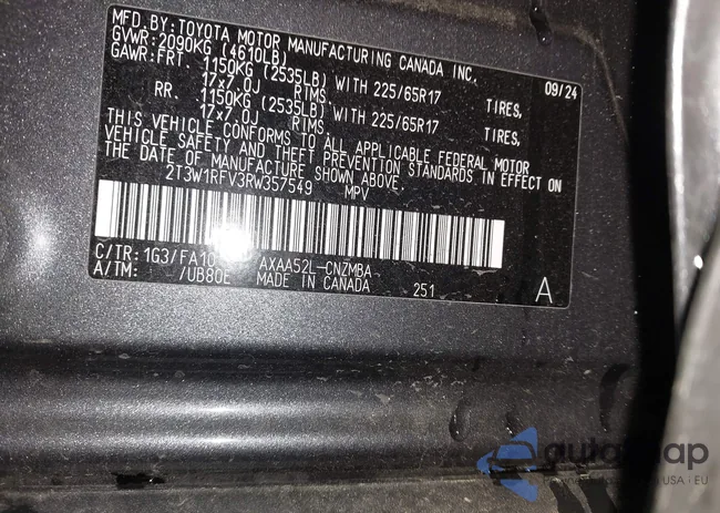 2T3W1RFV3RW357549: 44606843