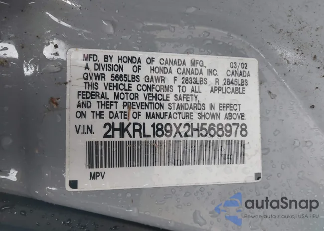 2HKRL189X2H568978: 44606129