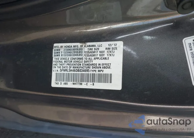 5FNRL5H46DB034695: 44607447