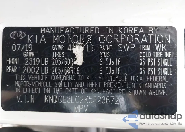 KNDCE3LC2K5323672: 44607889