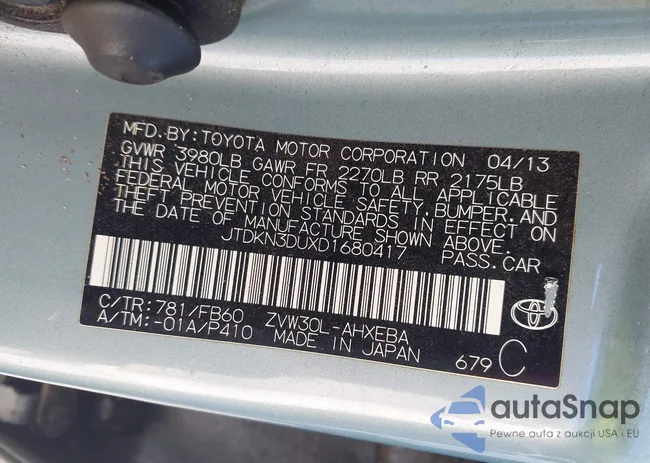 JTDKN3DUXD1680417: 44607926