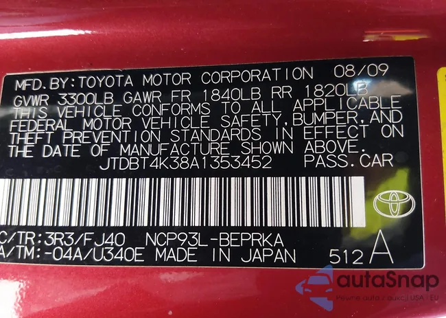 JTDBT4K38A1353452: 44608754